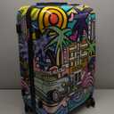 InUSA Miami Print Luggage with Spinner Wheels | Durable Lightweight Hardside Suitcase | Travel Bag with Handle and Trolley | 24-Inch Medium Checked luggage (Cities)