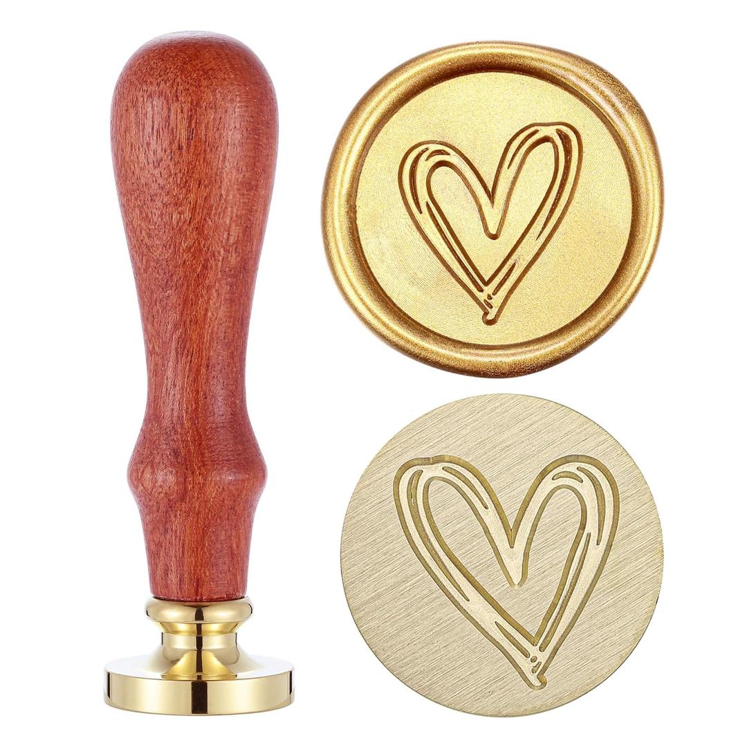 Heart Wax Seal Stamp, Yoption Vintage Brass Head Wooden Handle Sealing Stamp for Wedding Invitations