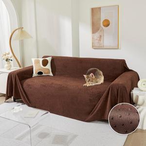 MEETSKY Couch Cover Washable for 2 Cushion Sofa, Cat Scratch Proof Furniture Protector Love Seat L Shape Couch Covers Soft Sectional Sofa Cover for Dogs Pets, 71" x 118", Chocolate
