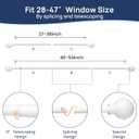ENJOYBASICS No Drill Curtain Rods for Window 28 to 47 Inches, 5/8 Inch Diameter Renter Friendly Drapery Rod with Adhesive Brackets without Drilling, Adjustable from 27 to 52 Inches, White