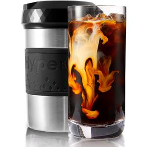 The Original but NEW Stainless-Steel HyperChiller HC2SS Patented Iced Coffee/Beverage Cooler Ready in One Minute, Reusable for Iced Tea, Wine, Spirits, Alcohol, Juice, 12.5 oz, Stainless Steel