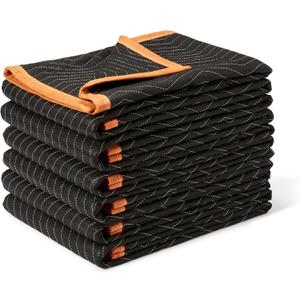Amazon Basics Reinforced Tear-Resistant Moving Blankets, 72" x 80", Black, 6-Pack