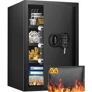 23.62'' Tall Extra Large Home Safe Box, Safe with Fireproof Waterproof Document Bag, Digital Keypad and 3 Removable Steel Shelves, Security Box for Money Medicines Jewelry Valuables (5.0 Cubic Feet)