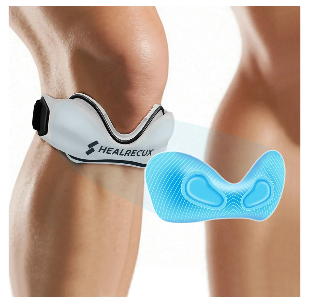 Healrecux Patellar Tendon Support Strap, Silicone Patella Knee Strap, NonSlip Patella Band Knee Brace for Jumpers Knee, Tendonitis, Basketball, Volleyball  White 1 Pack