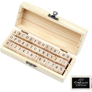 42 Pcs Letter Stamps, Rubber Stamps Alphabet Stamps, Wooden Stamps Number Alphabet Letter Symbol Set for DIY Crafting, Scrapbooking Supplies, Card Making