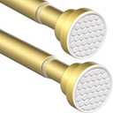 MEXAU 2 Pack Tension Curtain Rod For Window 45-77 Inches Adjustable Expandable Gold Spring Tension Rod Spring Curtain Rods No Drilling Extension Rods Tension Rod for Closet Doorway Kitchen