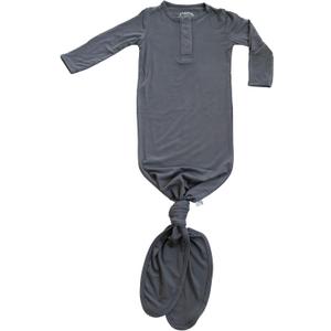 Knotted Gown Baby Newborn, Viscose derived from Bamboo, Infant Sleeper with Mittens, Baby Girl, Baby Boy, (Gray)