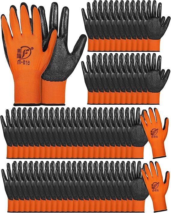 72 Pairs Gardening Work Gloves Bulk for Men Women, Rubber Coated Garden Multipack Safety Construction Glove