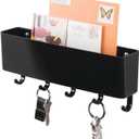 mDesign Mail, Letter Holder, Key Rack Organizer for Entryway, Kitchen - Wall Mount, Black