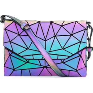LOVEVOOK Geometric Luminous Purses and Handbags for Women Holographic Reflective Crossbody Bag Wallet