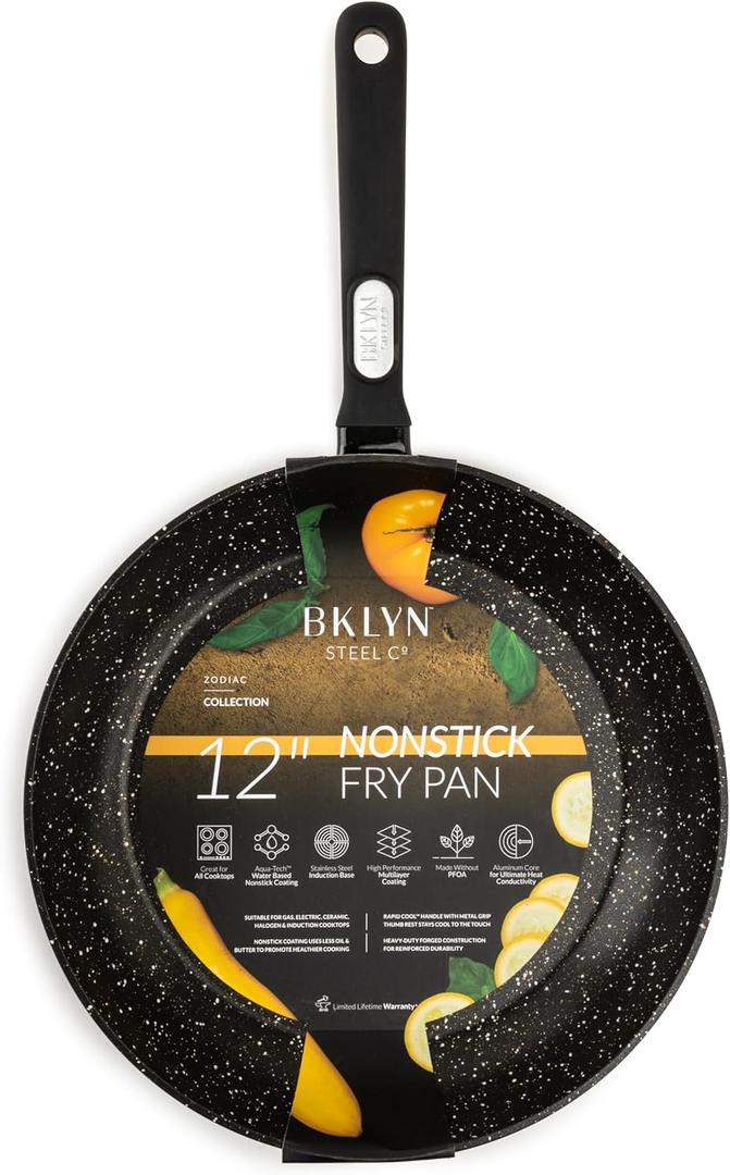Brooklyn Steel Co. Zodiac Forged Aluminum Nonstick Frypan - 12" - Black & Gold