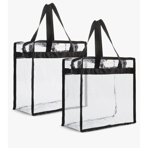 Juvale Clear Stadium Approved Bags - 12x6x12 Large Transparent Tote Bags with Zippers and Handles 2 Pack