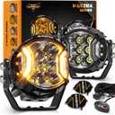 Auxbeam V-Ultra Series 3" 108W Side Shooter LED Pods with Amber DRL 3 Modes & Light Covers 270 Degree Wide Range 12800LM Round Offroad Driving Light Bar for Truck Jeep ATV UTV, Pair, 3" V-Ultra White