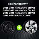 15 inch Replacement Hubcaps Fit for 2006-2011 Honda Civic, Wheel Rim Cover Compatible with 2013-2015 Honda Civic 15'' Steel Wheel; 4 Pcs (Glossy Silver)