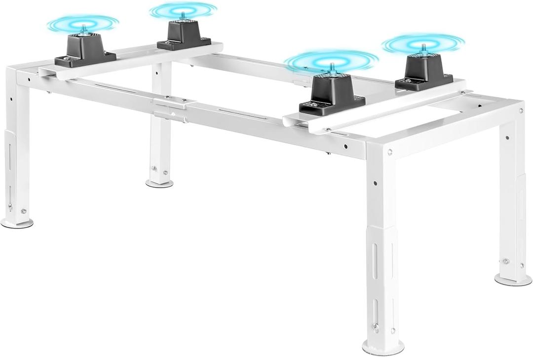 Anti-Vibration Mini Split Stand for 9,000-24,000 BTU Ductless Mini Split Air Conditioner Heat Pump, Adjustable Heavy Duty Mini Split Ground Stand for Outdoor Use, 400LBS Load Capacity
