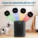 Black Air Purifier for Home Large Room Up to 2,400 Ft², 3-Stage True HEPA Filtration with Real-Time PM2.5 Display, 360° Airflow, Auto Mode, Touch Control & Quiet 20dB Sleep Mode