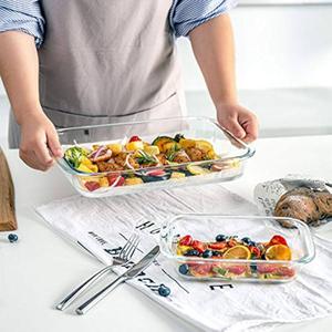4Piece Deep Glass Baking Dish Set with Plastic lids,Rectangular Glass Bakeware Set with Lids, Baking Pans for Lasagna, Leftovers, Cooking, Kitchen, FreezertoOven and Dishwasher, Gray