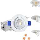 2 Inch 5CCT Gimbal LED Recessed Lights, 360+90 Adjustable Directional Recessed Lighting with Jbox, 2700K-5000K Selectable, Dimmable Eyeball Canless Lights, 5W 550LM, ETL (White, 1 Pack)