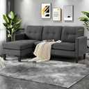 L Shaped Sectional Sofa with Movable Ottoman, Lounge Sectional Sleeper Sofa Couch for Apartment & Small Space, Small Couch for Living Room, Gray