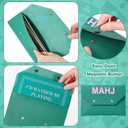 Leather Mahjong Card Clutch Holder Pouch for Cards Mahjong Accessories Protective Cover Case with Secure Closure Gift for Lover Playing Game Night(8x6 Inch,Green)
