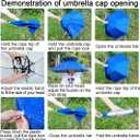 NEW-Vi Fishing Umbrella Hat Folding Adjustable Sun Rain Cap, 37.4Oversize Hands Free Umbrellas, 7-Ribs Anti-UV Waterproof Headwear for Fishing Gardening Golf Sunshade Outdoor