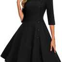 Aupuls 3/4 Sleeve Wedding Guest Dresses for Women Asymmetrical Neck Cocktail Dress, M