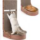 Cat Scratcher, 2 in 1 Multifunctional 26.8 Inch L Shape Cat Scratch Pad Wall Mounted with Oval Cat Scratcher Bed Bowl and Built-in Toy Balls