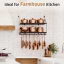 KES 30-Inch Oiled Bronze Pot Rack Wall Mounted, 2-Tier Hanging Pot and Pan Organizer with 12 Sturdy Hooks, Kitchen Wall Hanger Shelves Farmhouse Style, KUR215S75B-OB