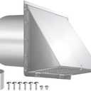 10 Inch Wall Vent Exhaust Vent Cover,Hooded Wall Vent with Screen and Damper,Outdoor Wall Exhaust Vent Cap Exterior Air Vent Cover for Kitchen Range Hood HVAC Duct Dryer Ventilation, Stainless Steel