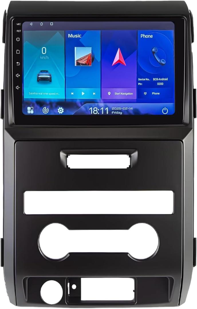 Car Stereo for Ford F150 2009 2010 2011 2012, Android System Wireless Carplay Android Auto 9 inch Touchscreen Car Radio Replacement with GPS Navigation Bluetooth WiFi Manual AC