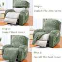 JOKIVTOU Recliner Chair Covers 4-Pieces Reclining Chair Slipcovers with Pocket& Elastic Bottom, Soft Feel Fitted Lazy Boy Sofa Couch Cover Washable, Stretch Recliner Furniture Protector, Green