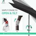 JEAREY 6.5x10ft Olefin Rectangular Patio Umbrella, Rectangle Outdoor Umbrellas with Auto Tilt Crank System, Market Table Umbrella UV Protection Fade-Resistant for Pool Deck Garden Yard, Black