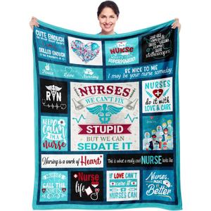 Funny Nurse Gifts for Women Men, Nurses Appreciation Gifts, Nurse Week Graduation Birthday for A Nurses, Soft Warm Throw Blanket 50"x60"