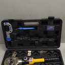 Hydraulic Copper Tube Fittings 1/2, 3/4, 1" Press Crimping Tool Kit Pex Pipe Crimper Pressing Pliers Stainless PEX Press Sleeves for Copper Pipe with Pipe Cutter