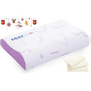 MLILY Kids Pillow for Sleeping, Adjustable Kids Memory Foam Pillow for Bed Set, Breathable and Soft Pillows for Kids Boy Girl, CertiPUR-US Certified, 12x20 Inch, Purple