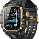 amBand Rugged Case with Band for Apple Watch Ultra 3/2/1 49mm, M3 Military Grade Shockproof Cover, Includes Screen Protector Kit, Tactical Band for Men - Compatible with iWatch Ultra, Black Gold