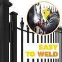4PACK Gate Hinge, Heavy Duty (7"), Weld-On Install, Wood/Metal Fence - Black