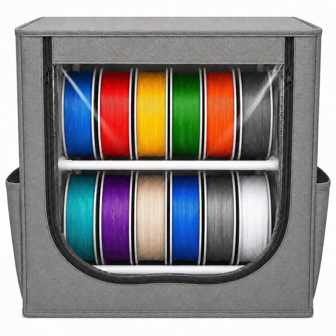 3D Printer Filament Storage Box, 2-Tier Spool Organizer for 12-16 Rolls
