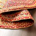 Hausattire Bohemian Braided Rug 3' Round - Multi Color, Small Farmhouse Jute Cotton Area Rag Rugs for Kids Bedroom, Playroom | Colorful Circle Hand Woven Cute Accent Mat
