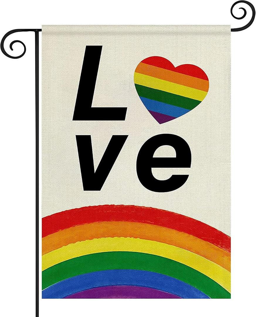 3 x Pride Garden Flag, Rainbow Progress Pride Flags, Double Sided LGBTQ Progress Yard Flag 12x18 Inch for Lesbian Gay Bisexual Pride Month Yard Outdoor Decorations (Love4)