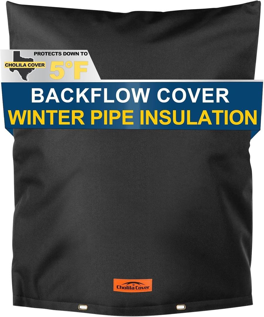 Backflow Preventer Cover Insulated with Thicker 7 Layers Fabric, 24" W x 30" H Backflow Cover with Aluminum Foil Layer for Winter Pipe Freeze Protection, Backflow Insulation Cover (Black)
