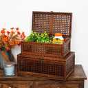 Set of 2 handmade large rattan box with lid,natural color decorative box,rattan boxes for home decoration.They can hold most household items such as jewelry, cosmetics, small items, etc.
