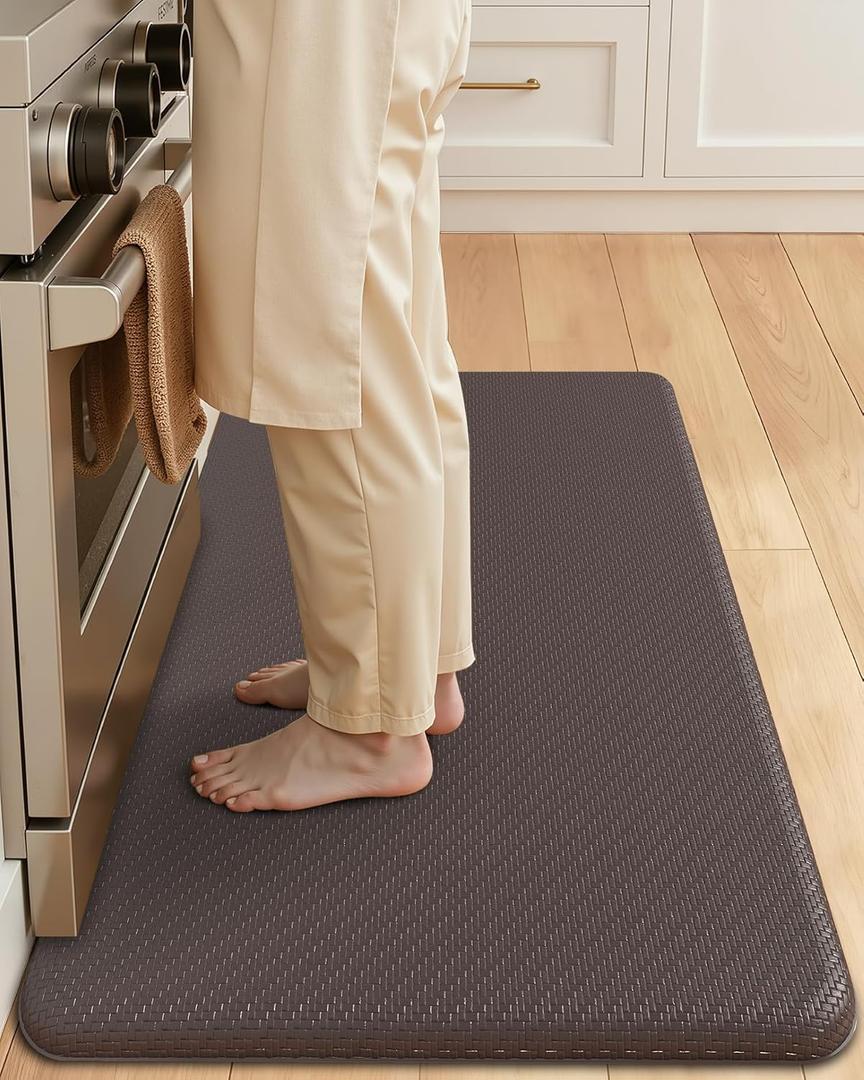 Color&Geometry 0.71" Extra Thick Anti Fatigue Cushion Kitchen Floor Mat,Easy Clean, Water & Oil Proof, Non Slip, Foam Padded Runner Rug for Front Sink,20"x 39" Brown (2.0 Version)