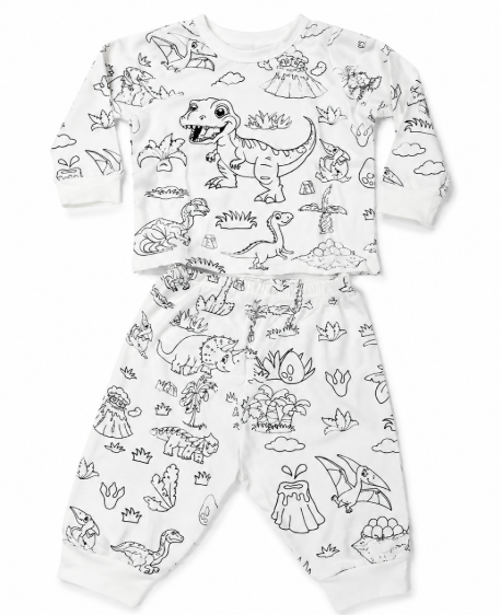 2 pcs Kids' Pants Set with Hand Painted Boys Girls DIY Coloring Shirt, Draw & Color Your Own Fun Designs, 4Y