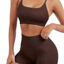 Women Seamless 2 Piece Workout Sets Criss Cross Sports Bra High Waist Booty Shorts XL