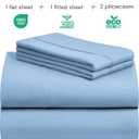 LuxClub 4 PC Queen Sheet Set, Breathable Luxury Bed Sheets, Deep Pockets 18" Wrinkle Free Cooling Sheets Machine Washable Hotel Bedding Silky Soft - Sky Queen