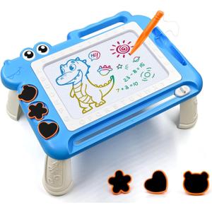 Magnetic Drawing Board Toddler Toys with Legs for Girls Boys, Color Sketch Writing Scribble Doodle Pad Travel Games, Educational Learning Kids Toys for Birthday Gift Christmas Stocking Stuffers(Blue) (13.2"L x 9.25"W x 5.7"H)