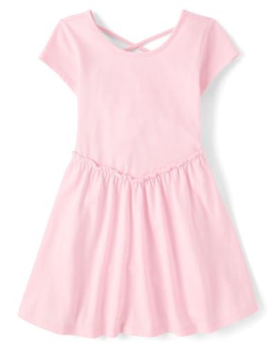 The Children's Place,Girls,Skater Dress, Short SleeveRose Mist,Small, 5/6