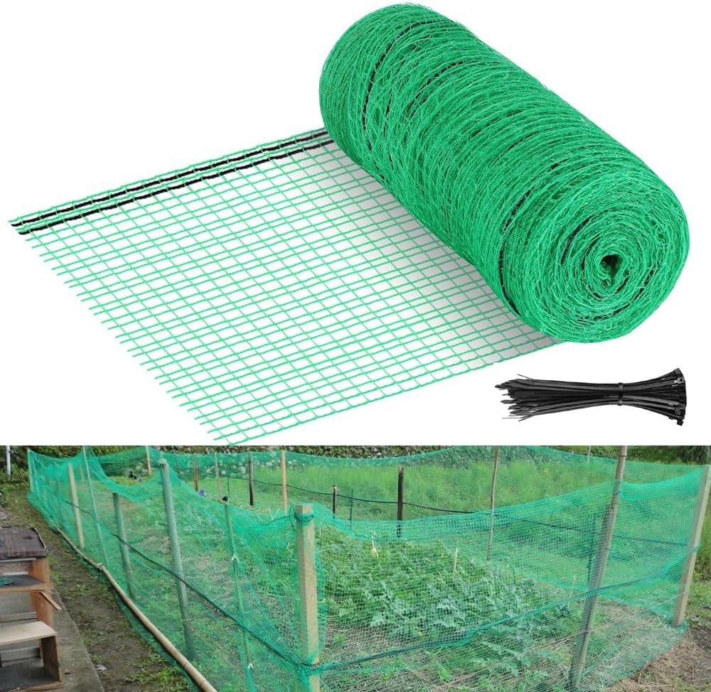 Plastic Garden Fence 5x100 FT Deer Fence Netting, Temporary Mesh Fencing Animal Barrier for Deer, Chicken, Poultry, Pet, Wildlife, Garden Bird Netting for Plant Fruit Tree Vegetable Protection (Green)