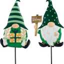 TERESA'S COLLECTIONS St. Patricks Decorations Outdoor for Home, 2Pcs Metal Gnome Decor Garden Stakes, Saint Patricks Yard Art Welcome Signs Gifts, Luck of The Irish Decor Yard Lawn Porch, 23" (Medium, Green)